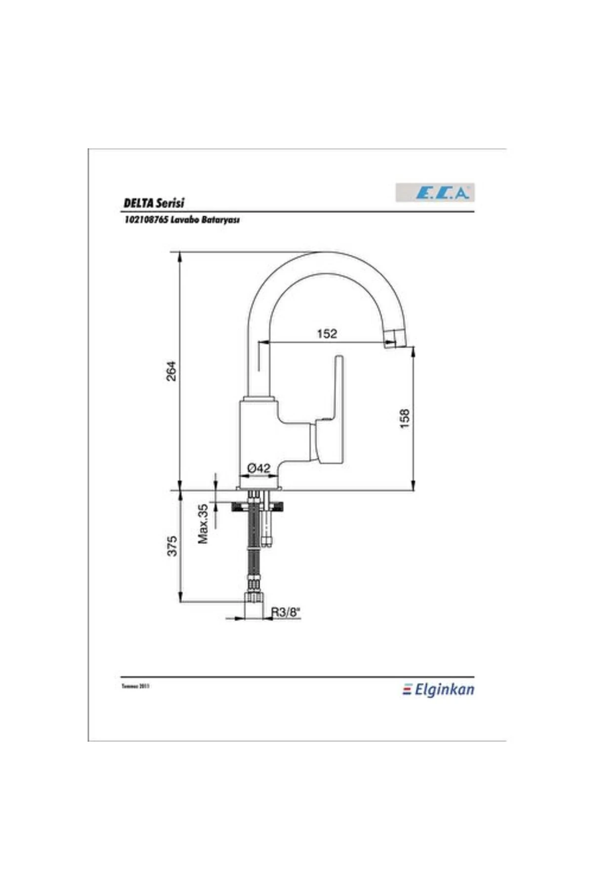 E.c.a Delta Lavabo Bataryası Kuğu Döner Borulu 102108765 8693261145232