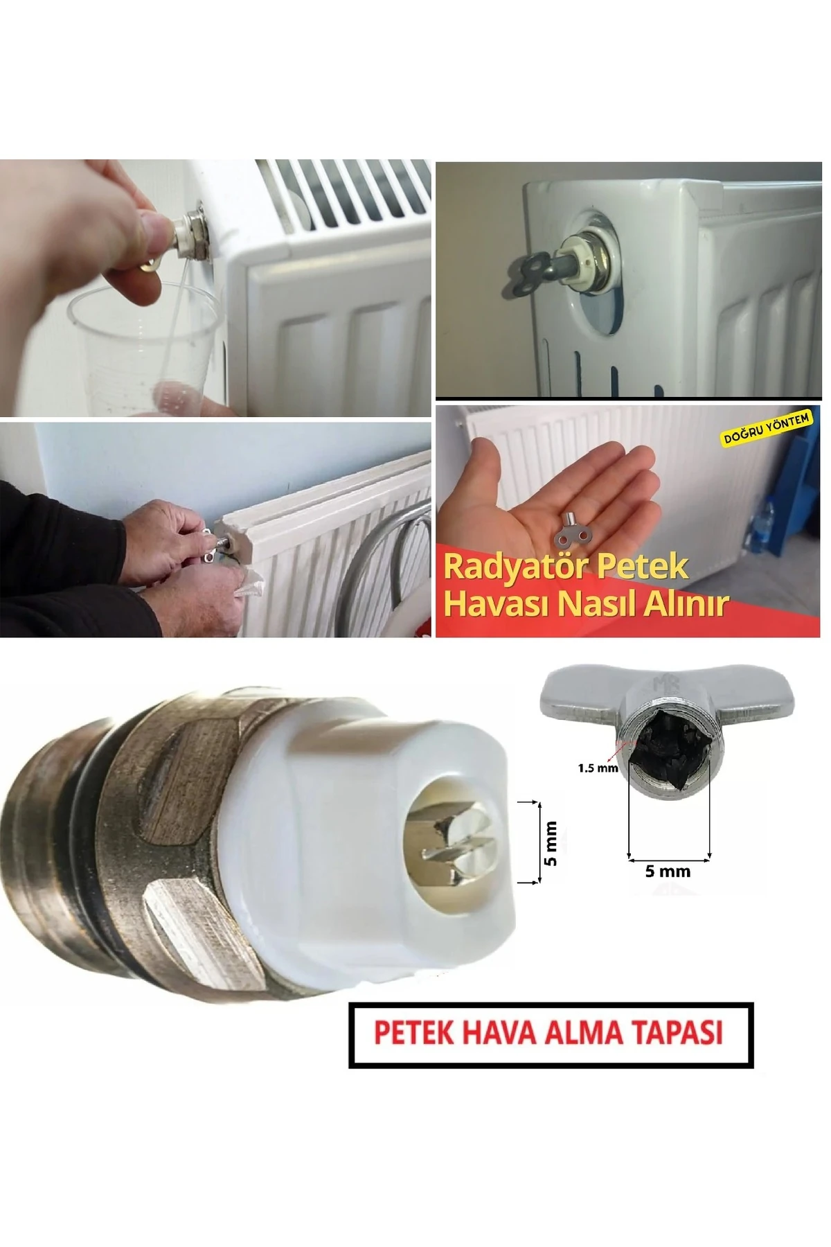 Kalorifer Hava alma Anahtarı Petek Radyatör Havlupan Havasını Almak için Purjör Anahtarı
