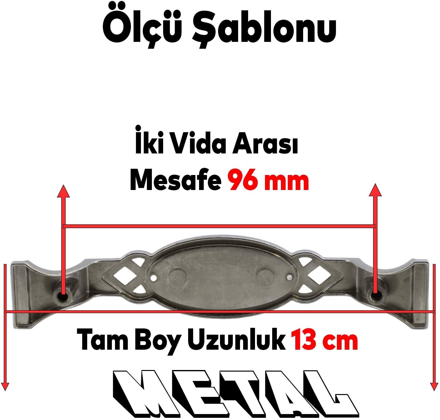 Mobilya Mutfak Dolabı Çekmece Dolap Kapak Kulpu Kulbu Krom Renk 96 mm Metal Kulp