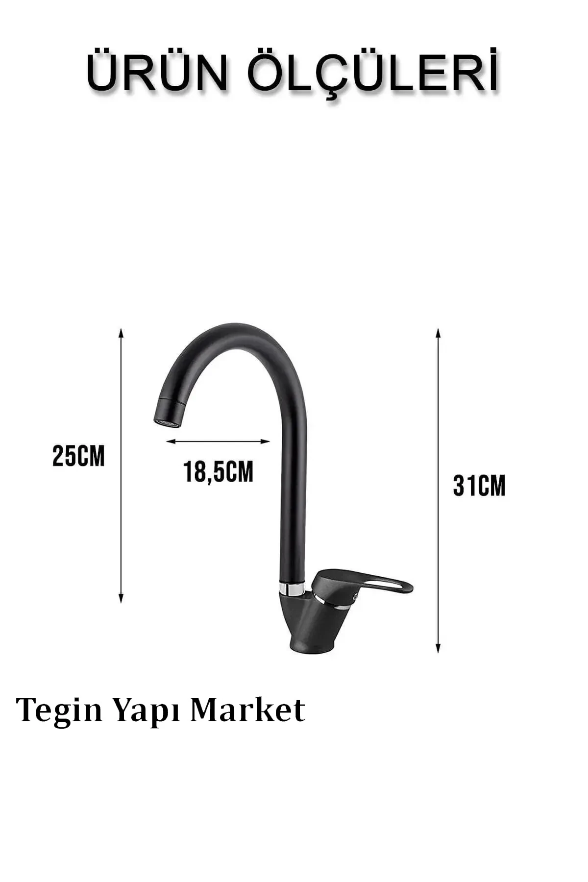 Teginyapımarket Robot Siyah Spiralli Tepe Yağmurlama Duş Seti Mutfak Banyo Lavabo Batarya Musluk Set