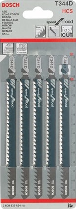 BOSCH - Hızlı Kesim Serisi Ahşap İçin T 344 D Dekupaj Testeresi Bıçağı - 5'Li Paket