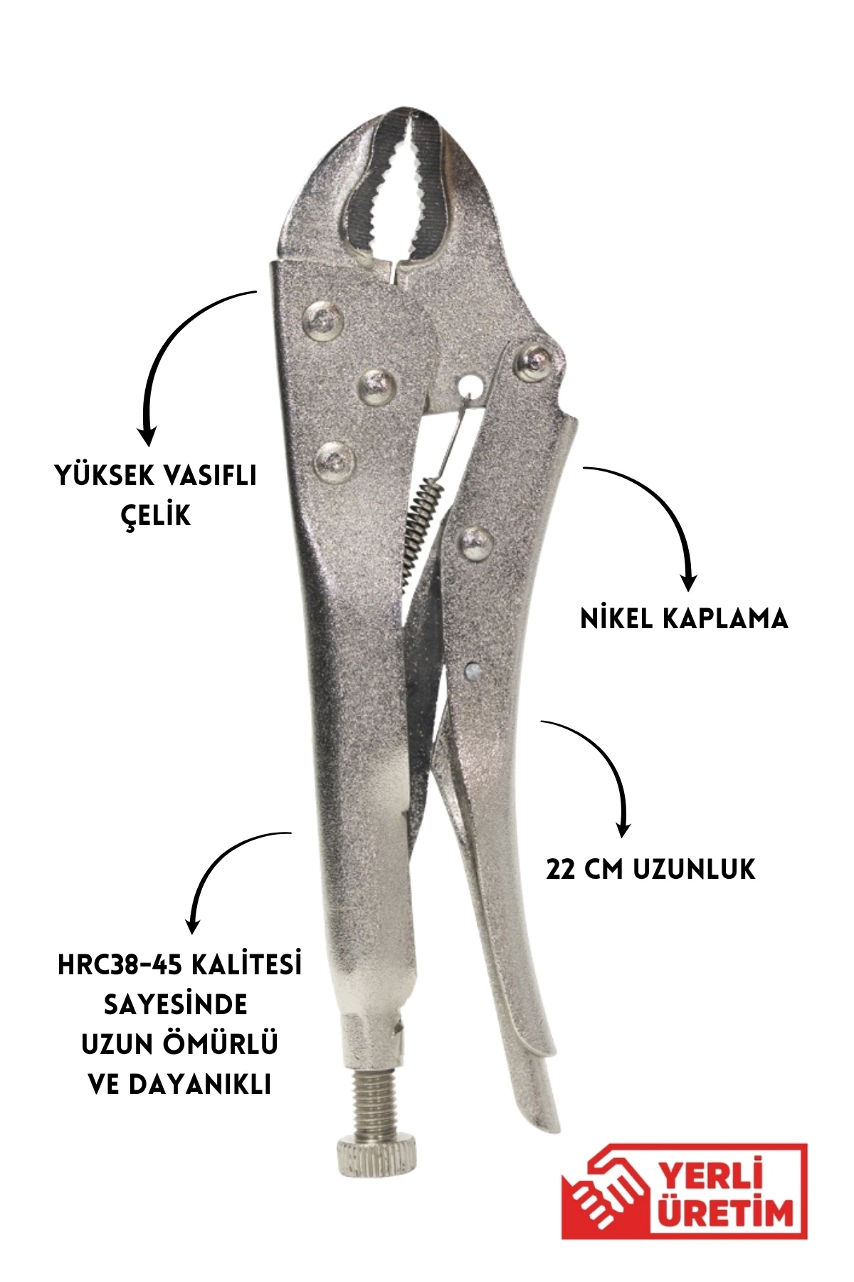 22 cm Ayarlı Pense – Profesyonel Nikel Kaplama Çelik Gövdeli Dayanıklı Pense