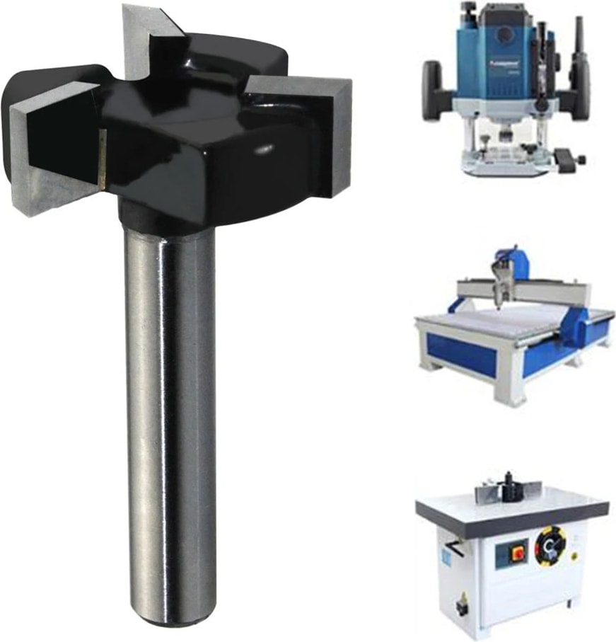 1 Adet 1/4 Shank Freze Kesici 3 Flüt Ahşap Planya Bit Yüz Değirmeni Cnc Spoilboard Yüzey Yönlendirici Bit Ahşap Mdf Mdf Kesme (Yurt Dışından)