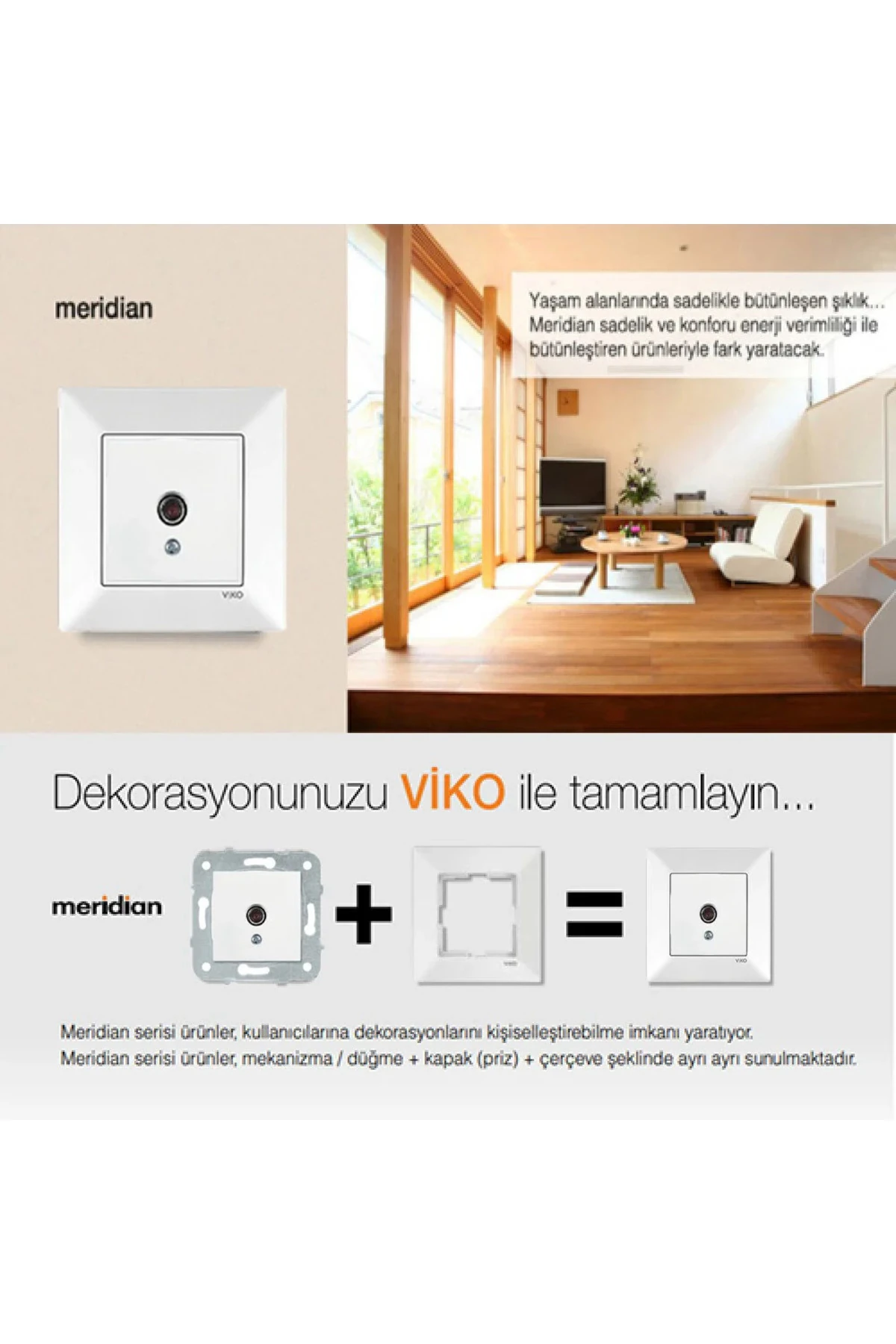 Viko 9096 7037 Karre/meridian Beyaz Müzik Yayın Prizi