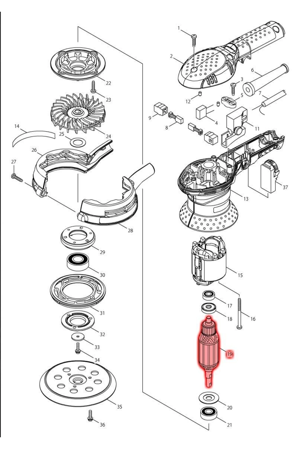 Makita Bo5041 Endüvi Rotor Kollektör Ürün Kodu 515734-7