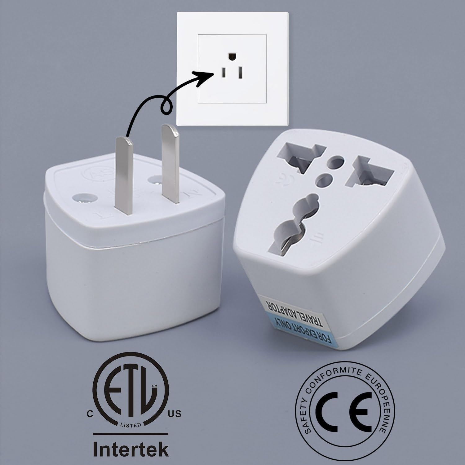 Ingiltere Abd Fiş Adaptörü 2 Pinli Amerikan Avrupa Seyahat Güç Adaptörü Dönüştürücü Elektrik Prizi Beyaz
