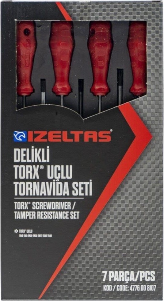 Delikli Torx Uçlu Tornavida Seti 7'li