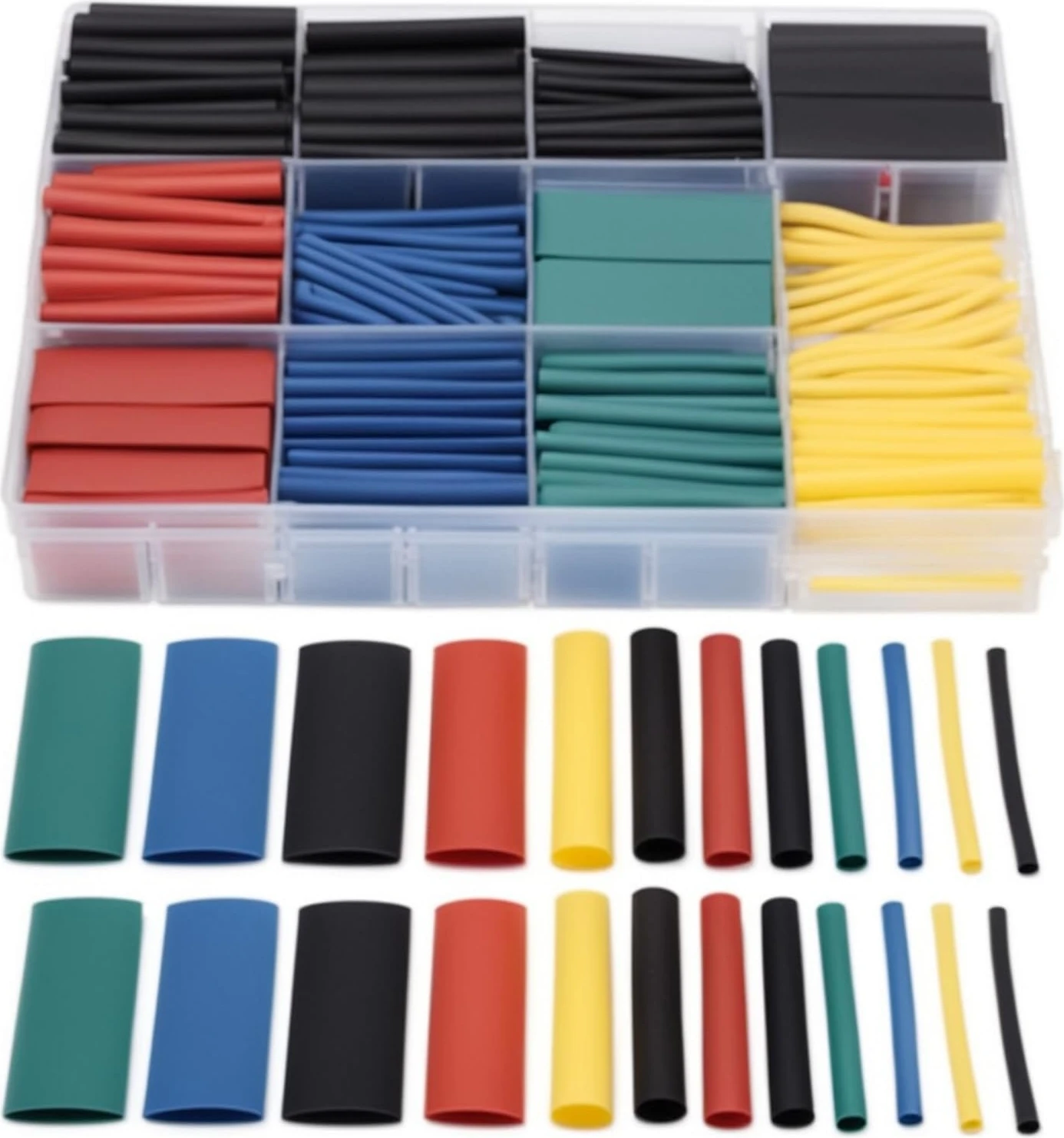 Isı ile Daralan Makaron 560 Parça Karışık Renk 2:1 Daralma Oranı Elektriksel Izolasyon ve Mekanik Koruma Için Esnek Kablo Koruyucu Seti