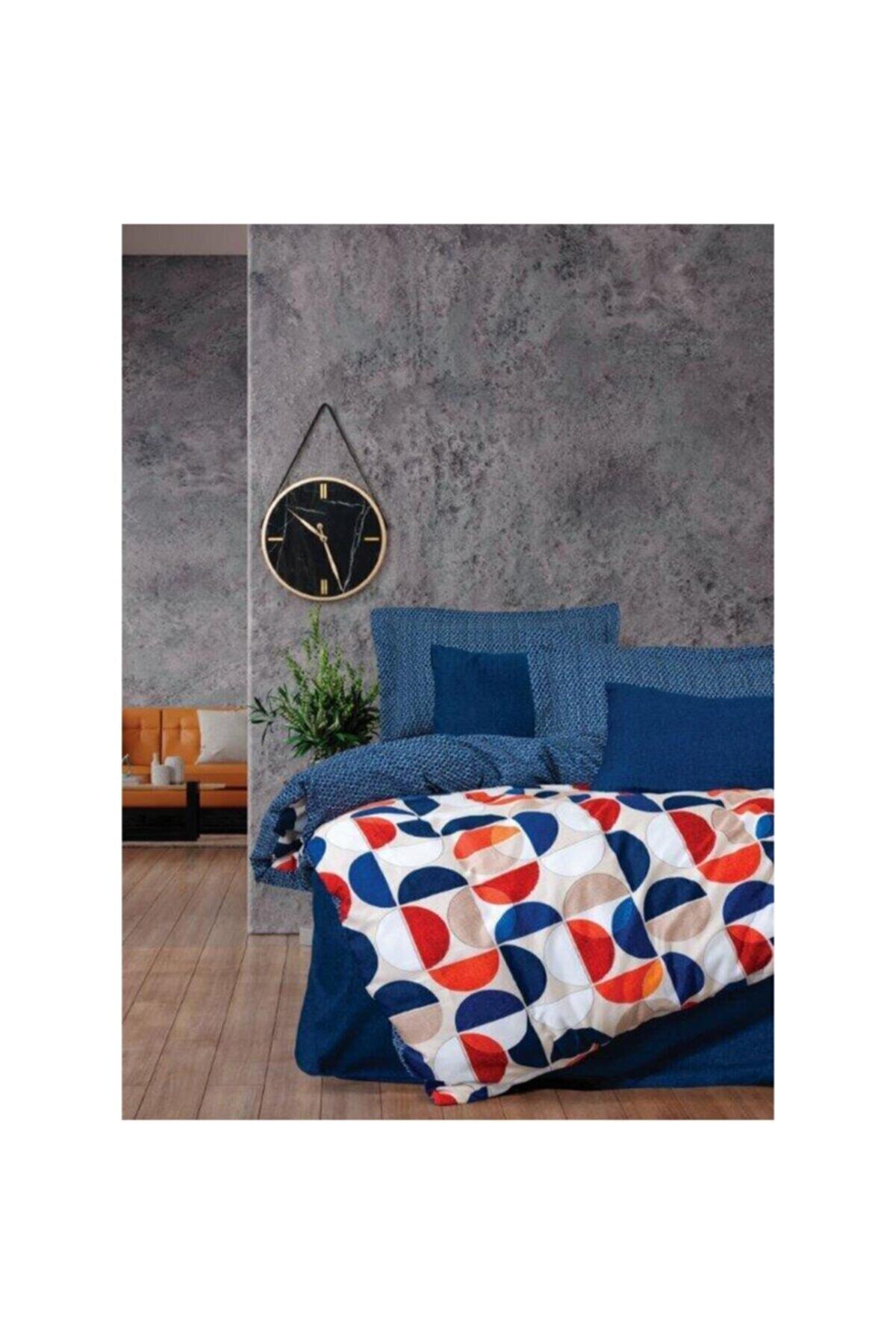 Cottonbox Modern Çift Kişilik Nevresim Takımı Ring Mavi
