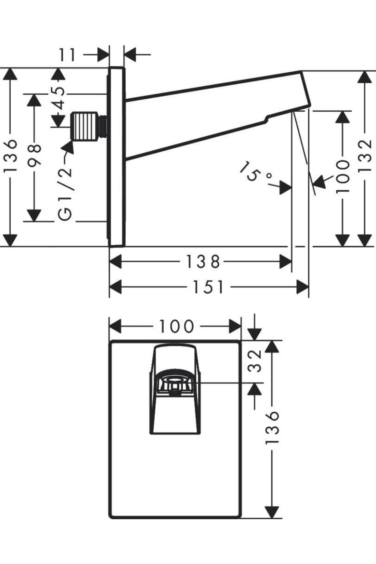 Pulsify Duvar Bağlantısı Tepe Duşu 260 Beyaz 24149700