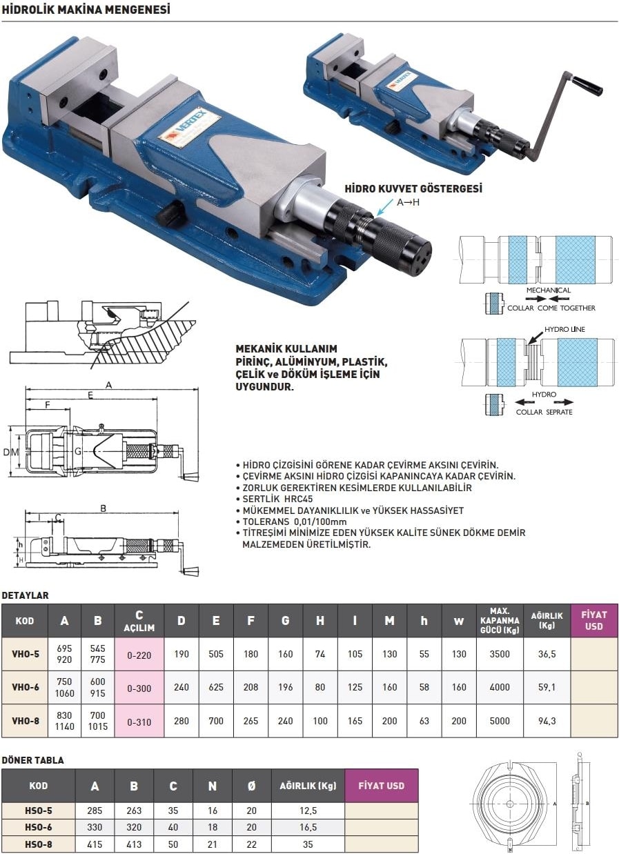 Vho-8 Vertex Hidrolik Makina Mengenesi