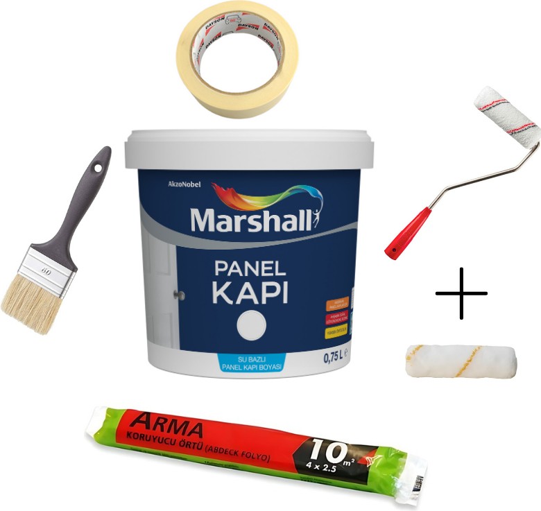 Su Bazlı Panel Kapı Boyası 2.5 Lt ve Ekipmanları