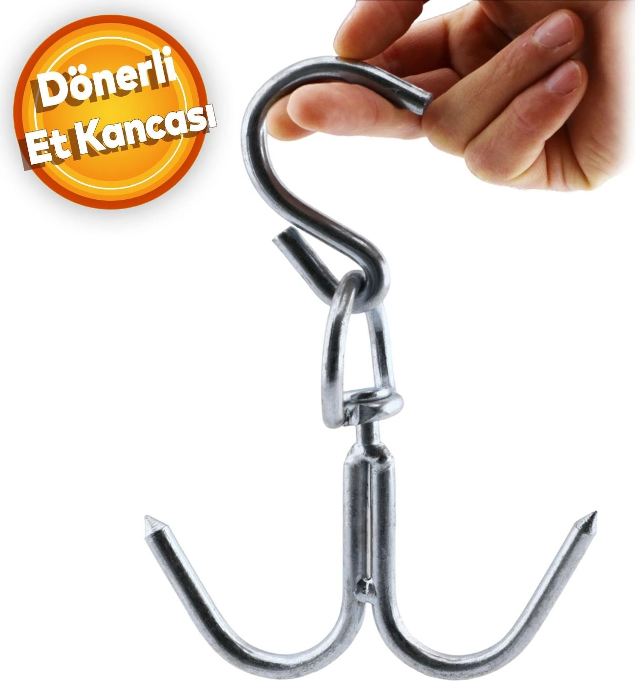Kasap Et Kancası Kurban Asma Kancası Dönerli Çift Taraflı 8 mm Çengel