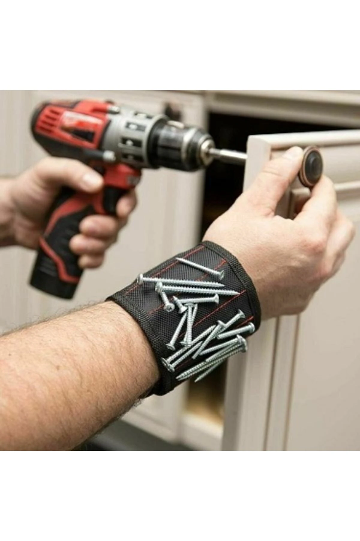 Ricevitore Manyetik Bileklik-10 Güçlü Mıknatıslı Profesyonel Vida Tutucu Bileklik(Universal Beden)