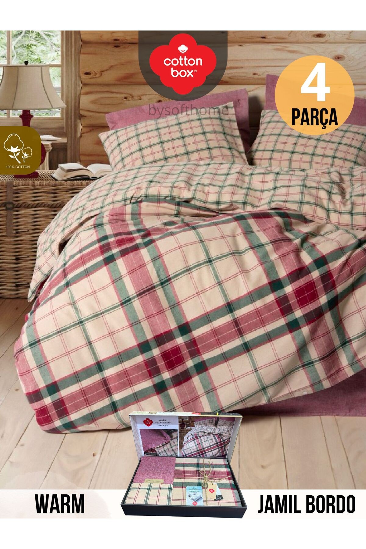 FLANEL WARM JAMIL BORDO Çift Kişilik Nevresim Takımı