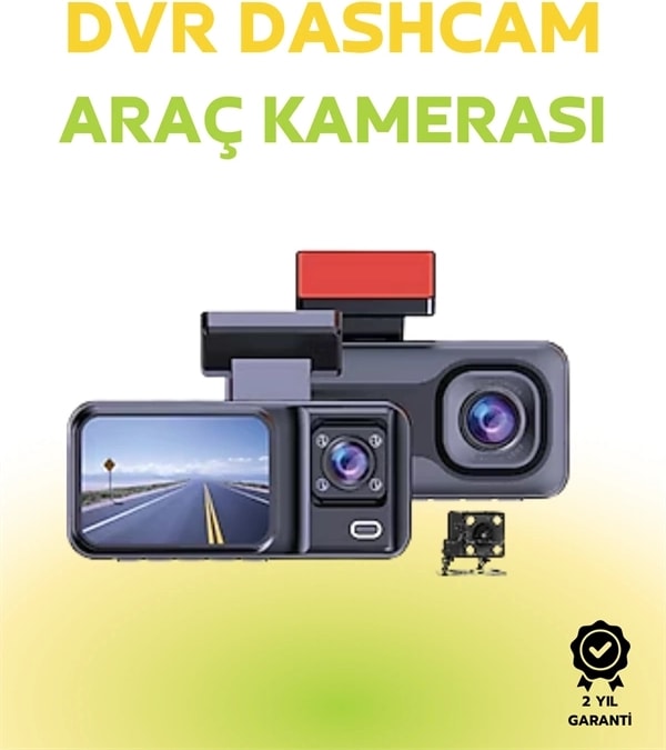 1080P Ön, 720P Arka ve Iç Kamera ile %100 Kapsama – Gece Görüşlü Araç Kamerası