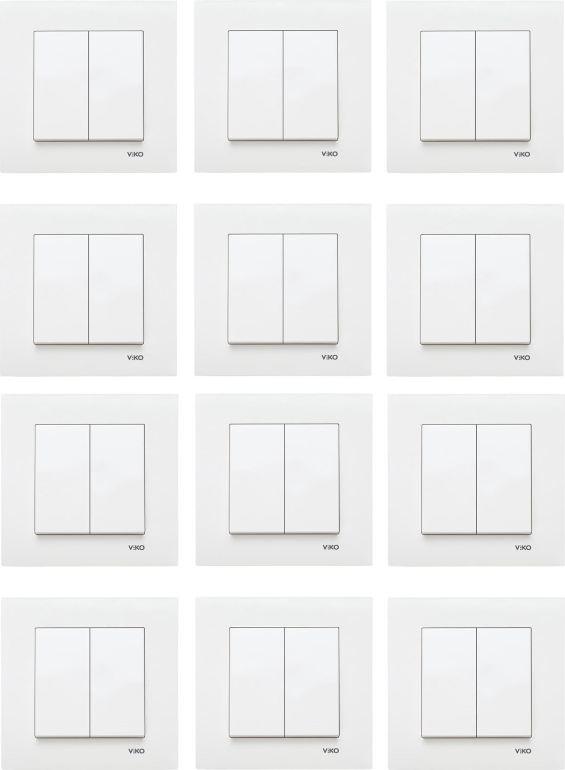 Karre Beyaz Komütatör 12'li Paket (Çerçeve Dahil)