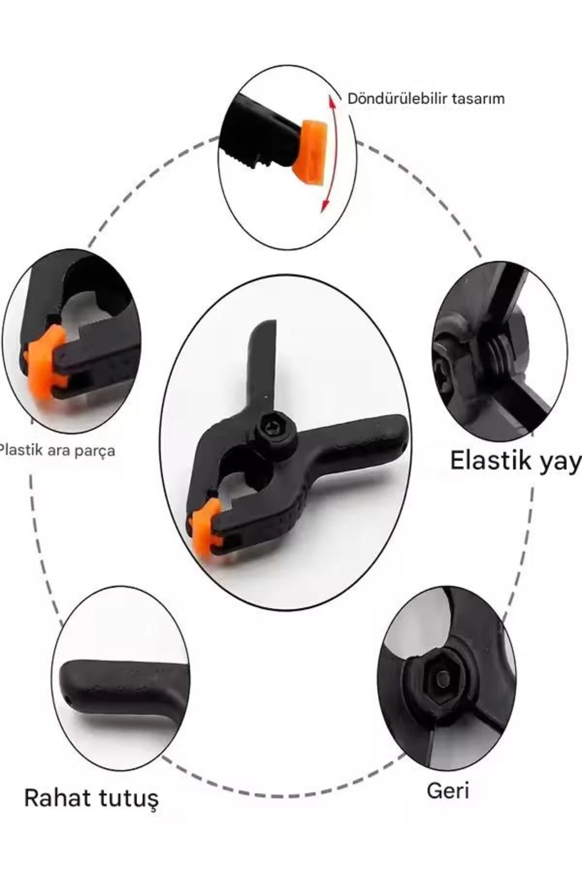 6 Adet Cep Telefonu Ekran Tutucu Kıskaç Klips Mandal Yaylı Işkence Plastik Kelepçe Güçlü Mafsallı