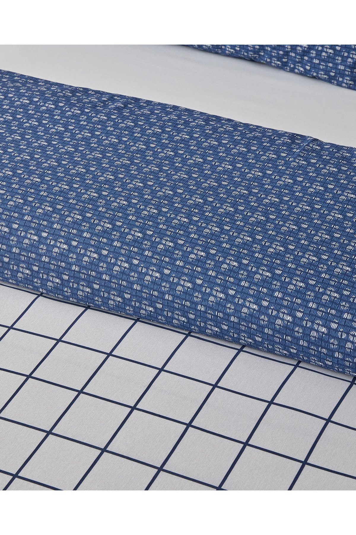 Border Check Kolay Ütülenir Çift Kişilik Nevresim Takımı 200x220 cm Mavi