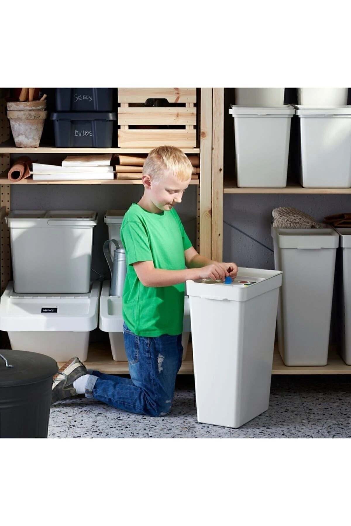 Hallbar 35 Litre Çöp Kutusu, Atık Ayırma, Çamaşır Ayırma Kutusu Açık Gri