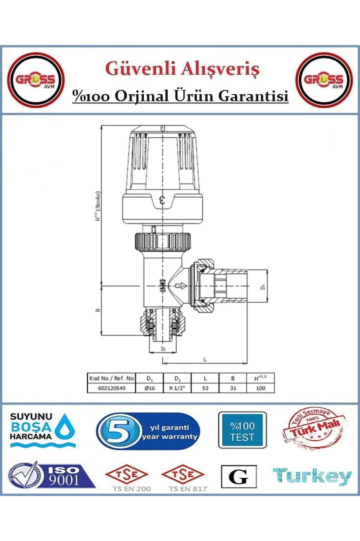 E.C.A Termostatik Pex-Al Köşe Radyatör Vanası - Orjinal Ürün - 5 Yıl Garanti