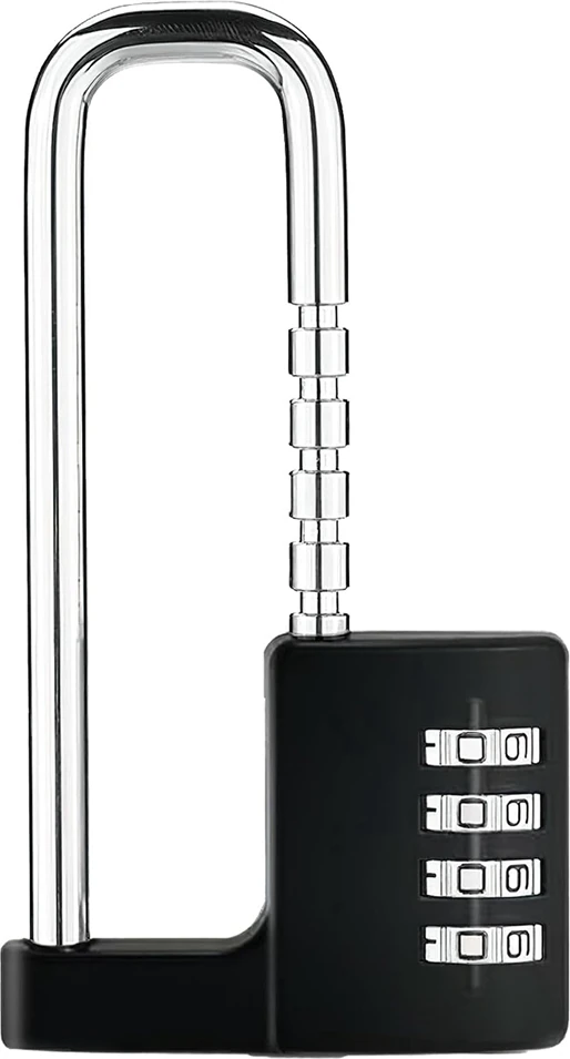 Kombinasyon Asma Kilit Dış Mekan, Su Geçirmez Kodlu Ağır Hizmet Asma Kilit, Çok Fonksiyonlu Ayarlanabilir Uzun Asma Kilit - Siyah (Yurt Dışından)