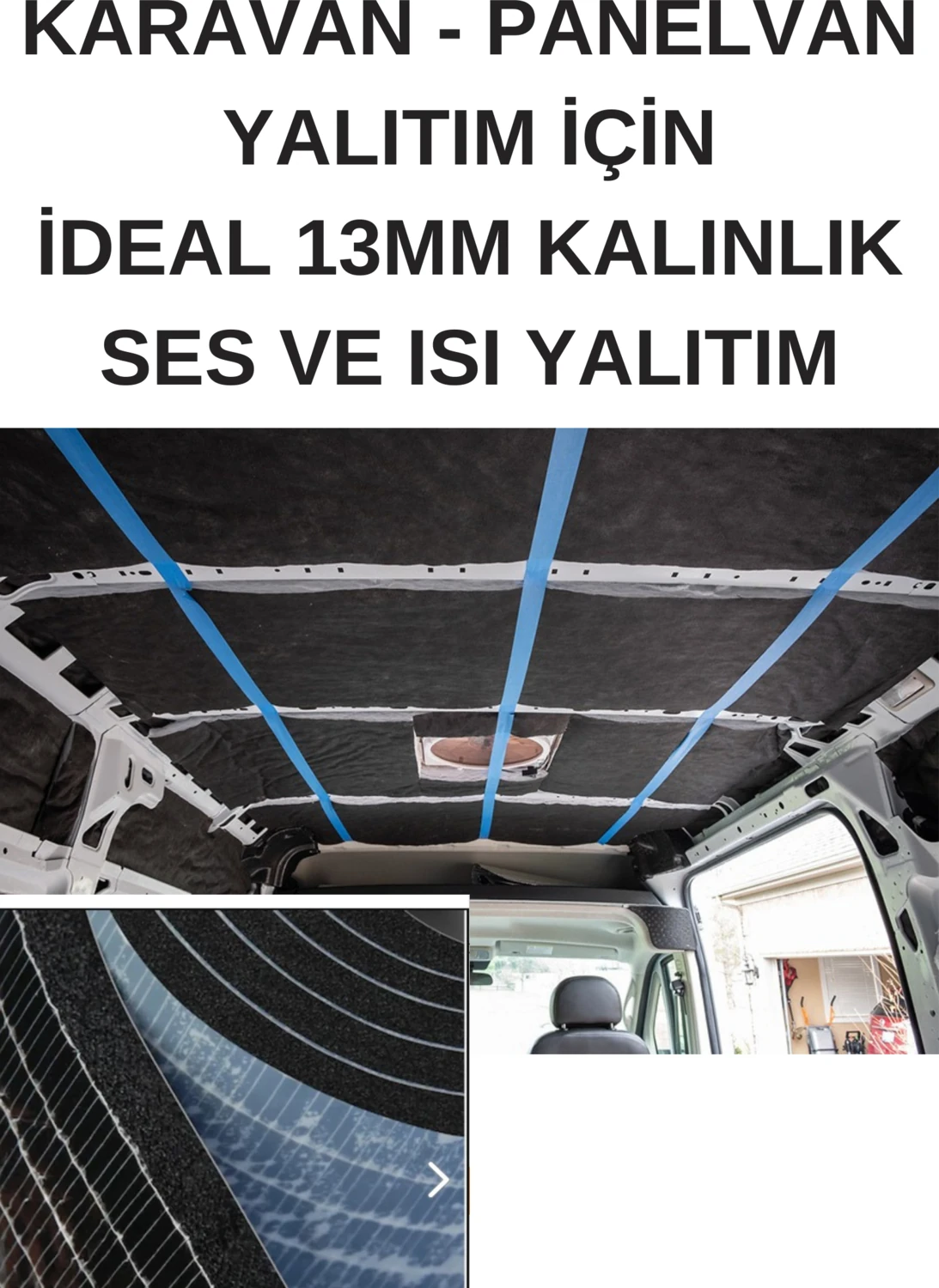 13 mm -100X100 cm Kendinden Yapışkan Kauçuk Oto Karavan-Panelvan Isı ve Ses Yalıtım Tekne Konteyner