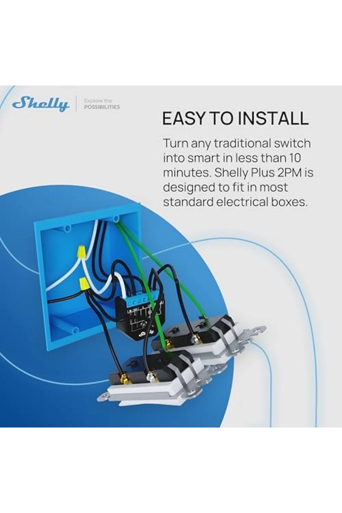 Plus 2PM | Wi-Fi ve Bluetooth 2 Kanallı Akıllı Röle Anahtarı, Güç Ölçümlü | Ev Otomasyonu | Panjur U