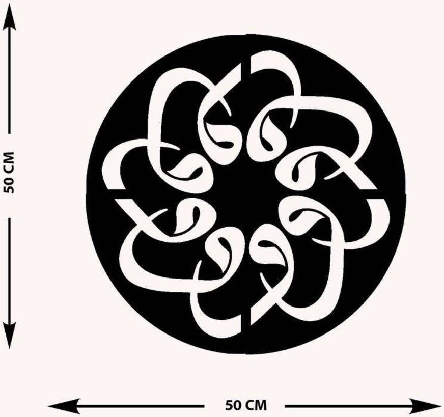 -Vav Harfi Islami Metal Tablo - Islami Ev Dekorasyonu - Dini Duvar Tabloları - 50 X 50 - Cm - Sıyah-Islm-044