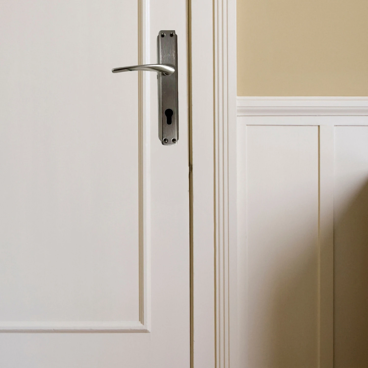 Bravo Yale Çelik Kapı Kolu Nikel Saten Oda Kapı Kolu Metal Kapı Kolu Sol Kol