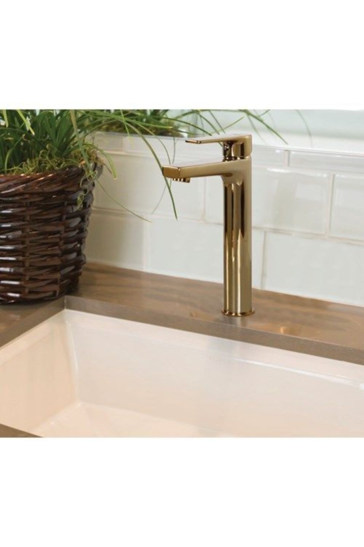 Sr6500g Sharp Uzun Lavabo Armatürü Altın