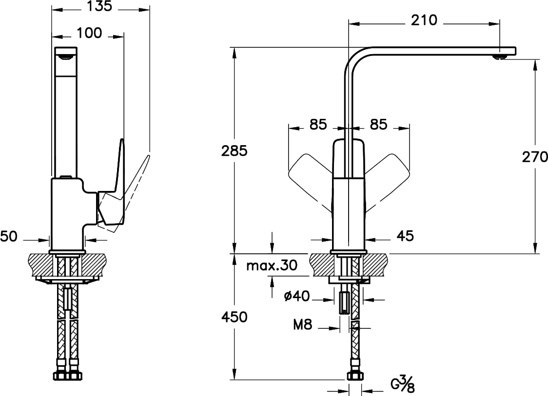 Root A4275336 Square Eviye Mutfak Bataryası, Mat Siyah