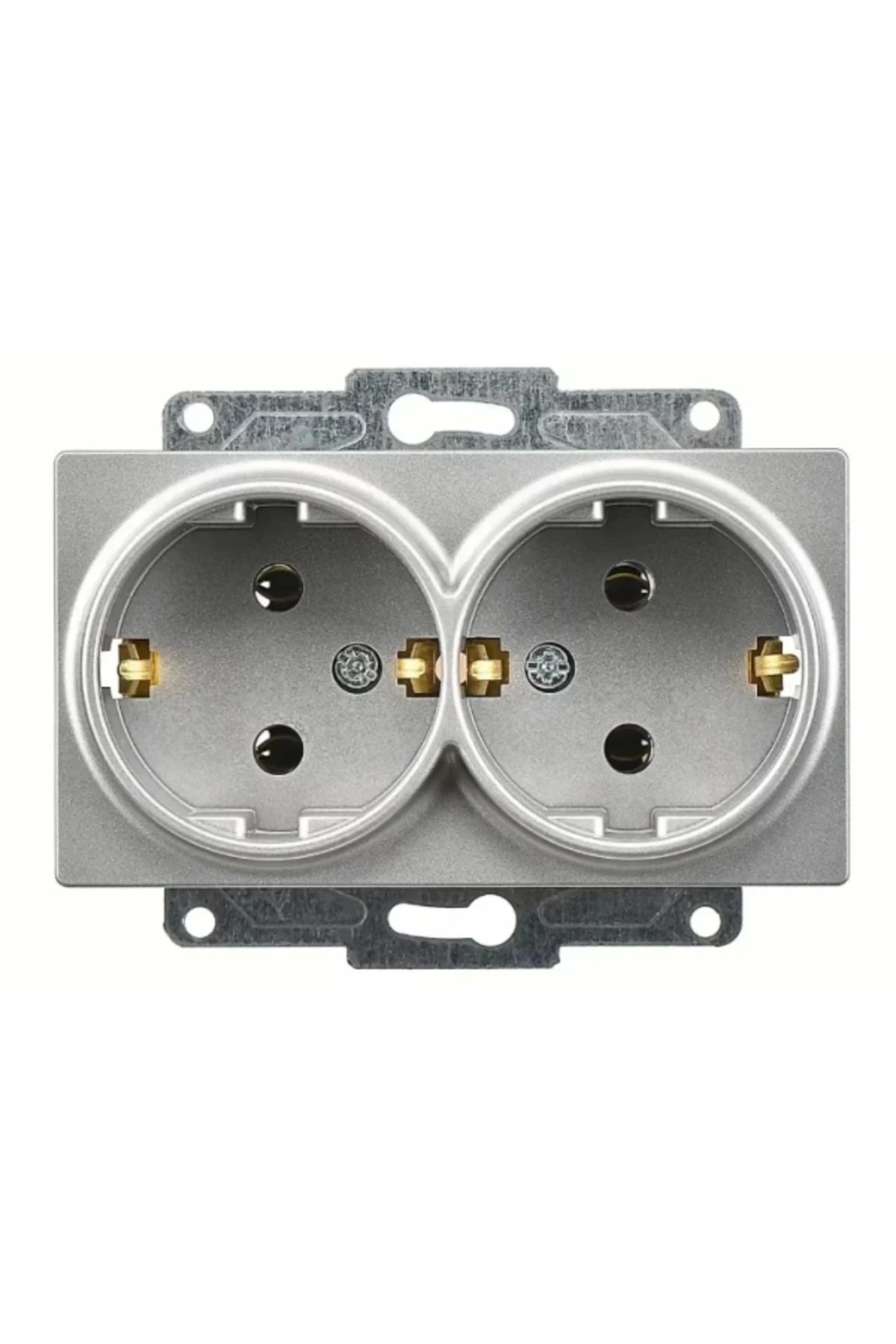 EQONA GÜMÜŞ İKİLİ TOPRAKLI PRİZ DÜĞME MEKANİZMA SIVAALTI