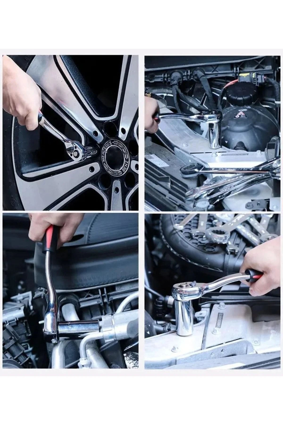 8 mm - 24 mm 12 Parça Cırcırlı Lokma Takımı Seti Standlı Cr-V Çelik Lokma Anahtarı Seti  1/2"