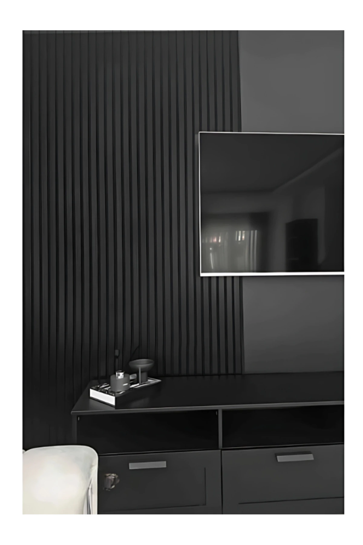 Mdf Ahşap Akustik Duvar Paneli 60x275 Cm - Siyah