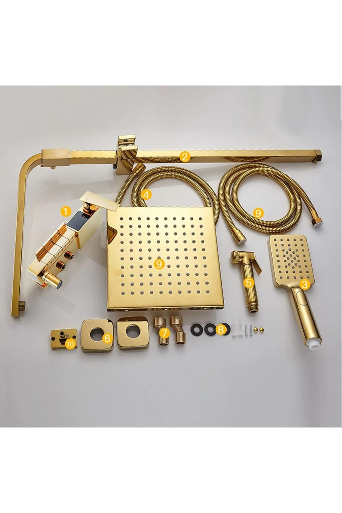 DİJİTAL SICAKLIK LED EKRANLI BANYO DUŞ SETİ PİYANO TUŞLU YENİ TASARIM GOLD 7 YIL GARANTİLİ İTHAL