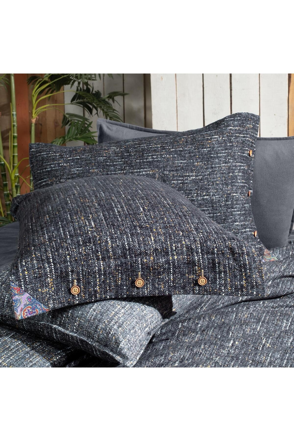 Glamis Çift Kişilik %100 Pamuk Flanel (Pazen) Nevresim Takımı Gri