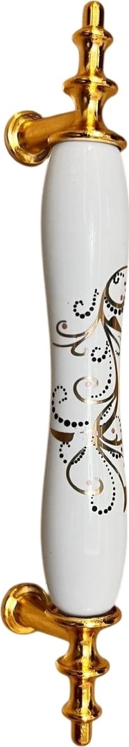 96MM (9.6cm) Öçlüsünde Porselen Çin Gülü Desenli Ayakları Altın Sarısı Çekmece Kapak Kulbu