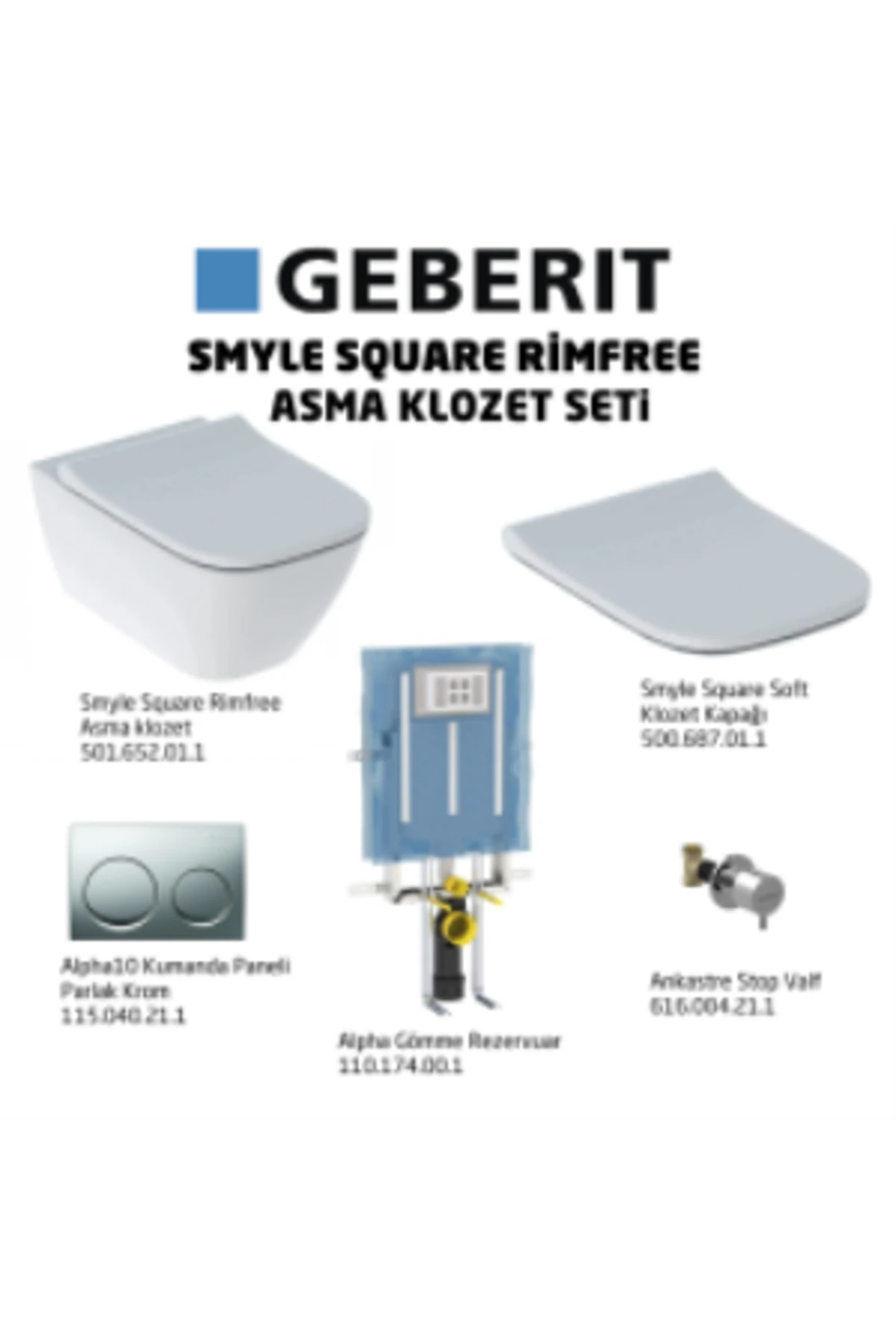Smyle Square Rimfree Alpha10 Soft Asma Klozet Seti - Parlak Krom