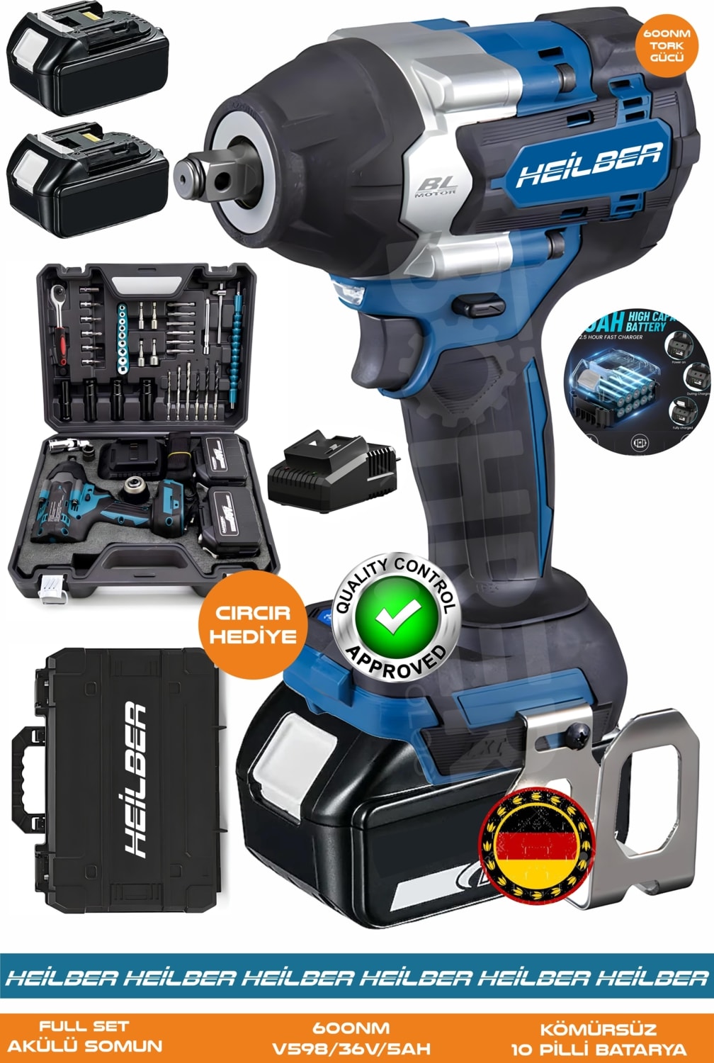 Alman BA01073M Akülü Darbeli Somun Sıkma | 36V 5AH | 600 Nm Tork – Ergonomik Tasarım – Darbeli Lokma Anahtar
