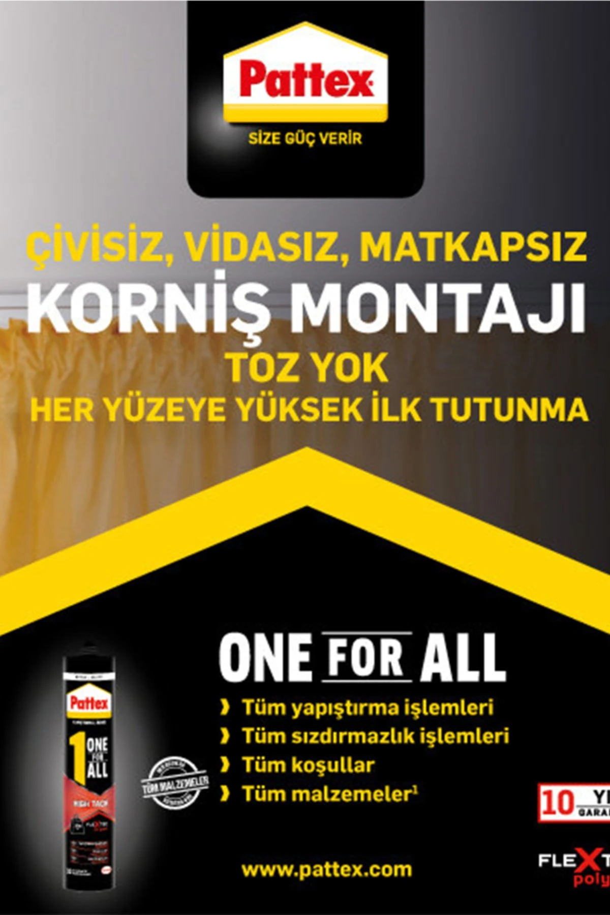 Pattex One For All High Tack 460gr. Yüksek Kuvvetli Korniş & Inşaat Yapıştırıcısı