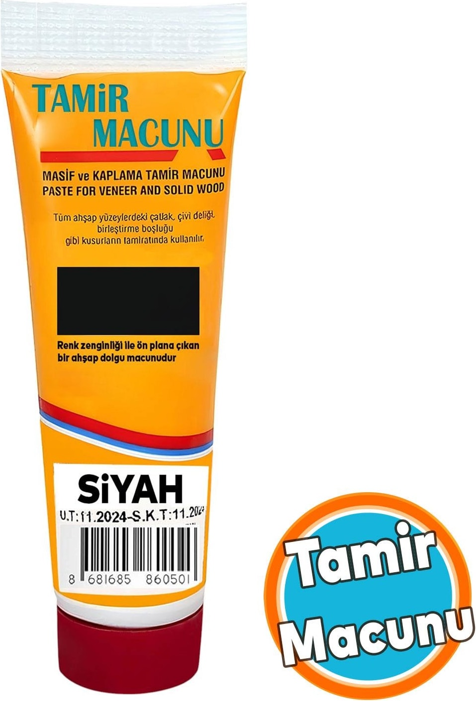 Tamir Macunu Ahşap Parke Siyah Mobilya Dolgu Çatlak Çizik Giderici 200 gr Kullanıma Hazır Macun