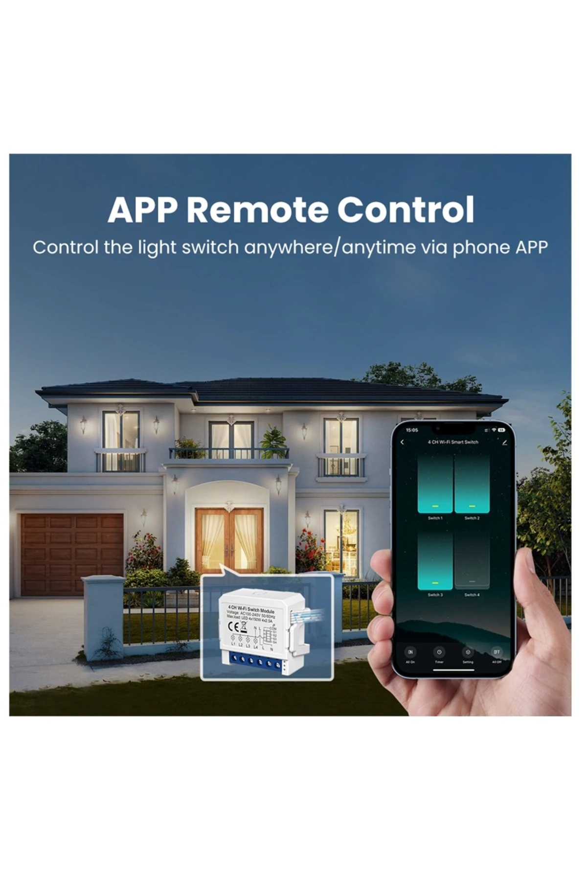 Tuya 4CH 4 Kanal WiFi Akıllı Anahtar