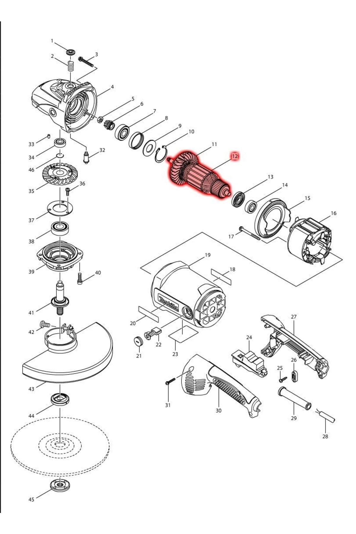 Makita Mga900 Endüvi Rotor Kollektör Ürün Kodu 516948-1