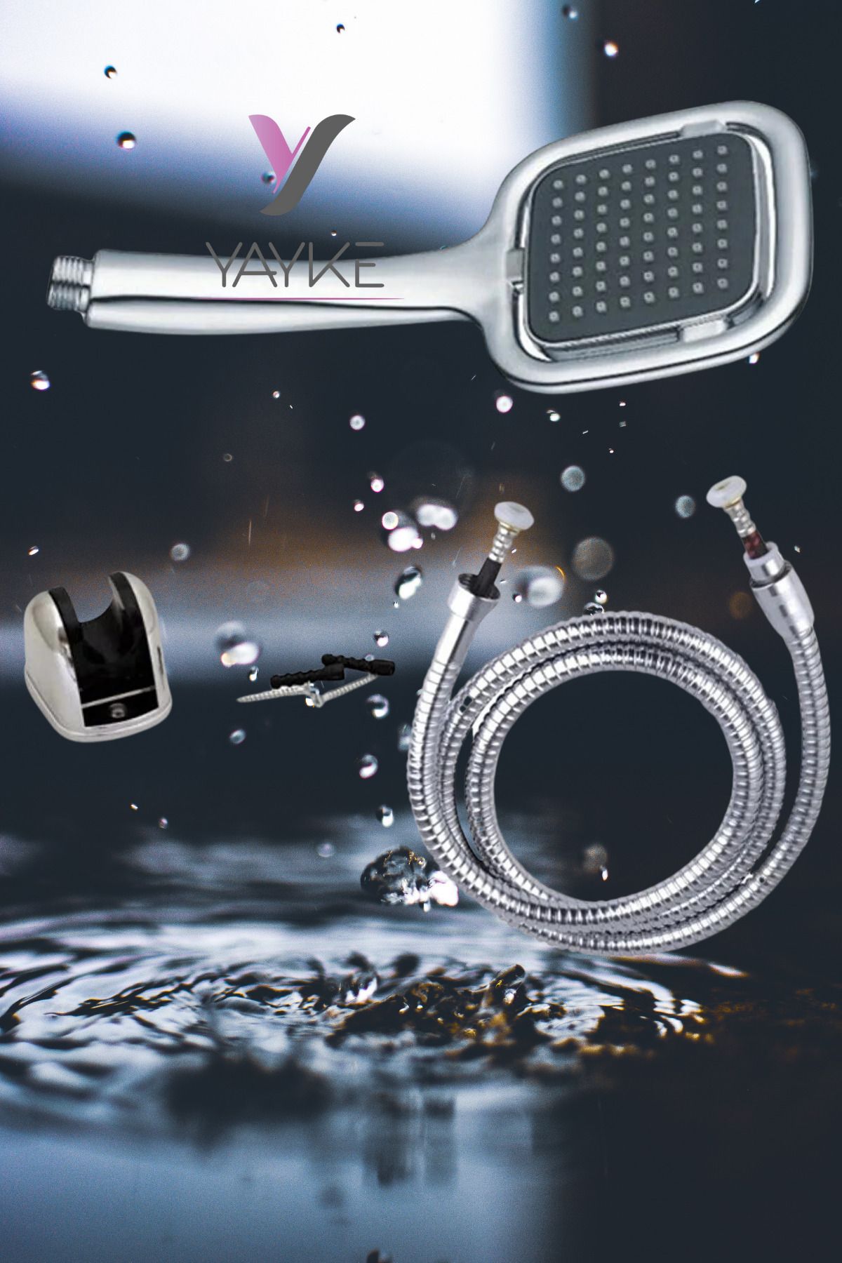 Siyah Karemsi Duş Telefonu Banyo Duş Seti Hortum Mafsal Ve Başlık Set