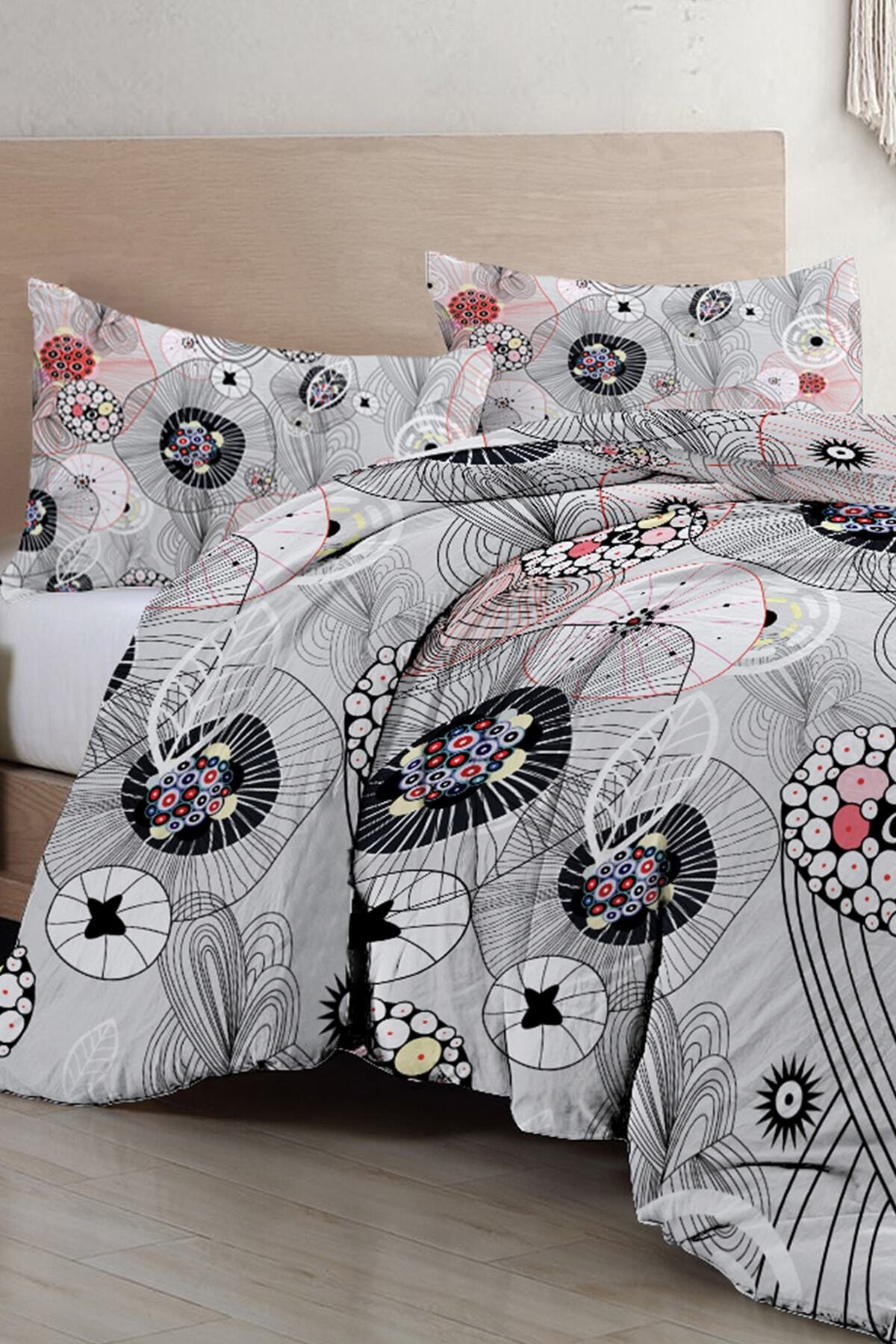 Kıng Sıze Grey Energy Luxury Çift Kişilik Pamuk Saten Nevresim Takımı 220x240cm