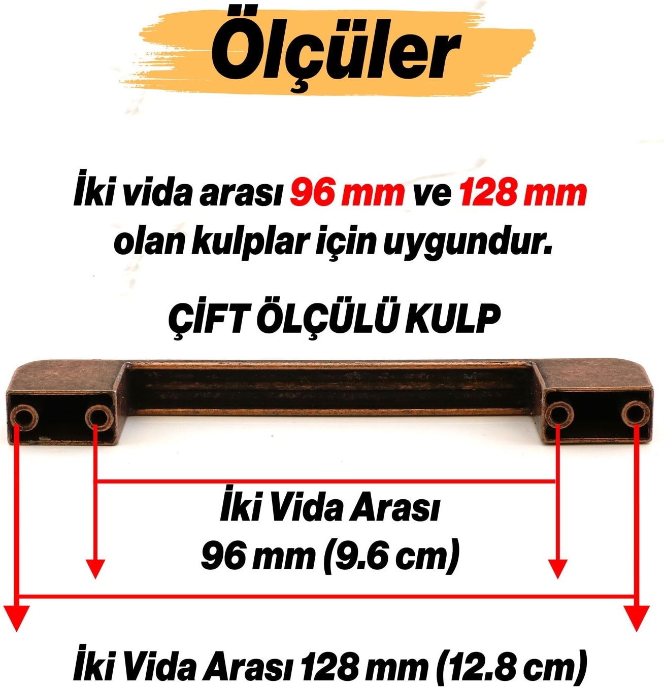 Radus 10 Adet Antik Bakır Metal Kulp 96 mm Mobilya Çekmece Mutfak Dolabı Dolap Kulpları