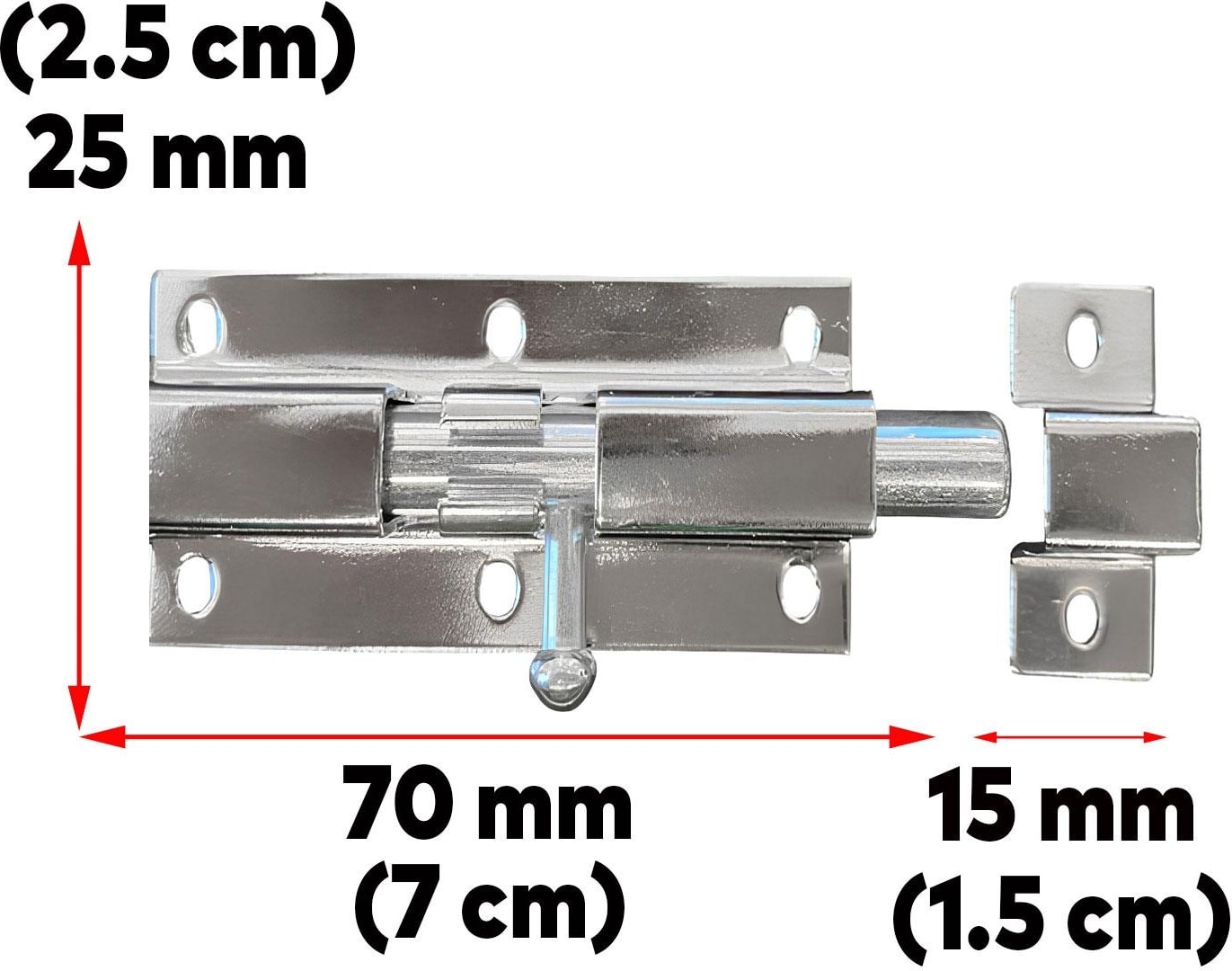 Metal Kapı Sürgüsü Krom Mavzer Sürgü Sürgülü Kilit 25X70 mm Kapı Pencere Emniyet Kilidi