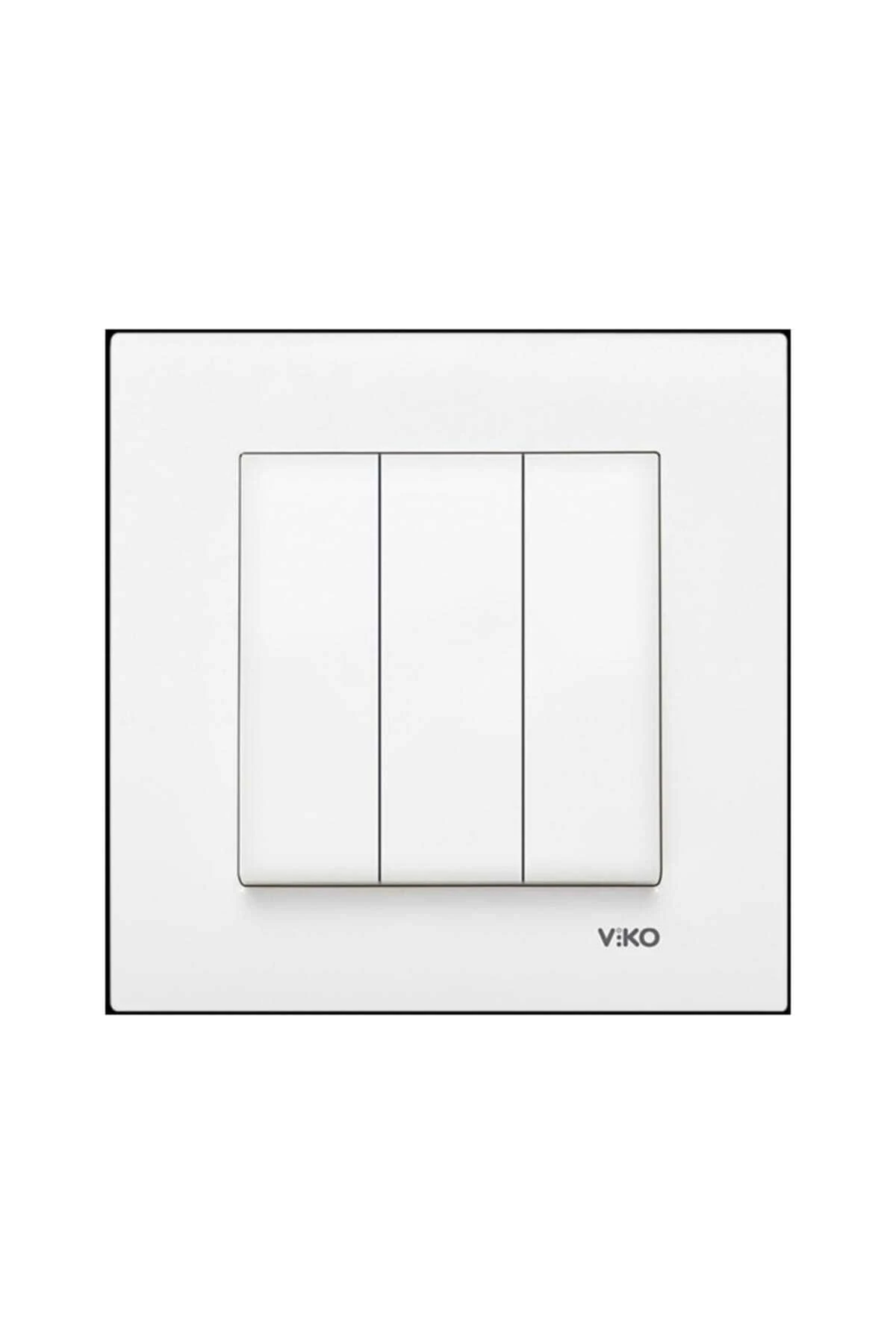 : Karre Model Üçlü Anahtar Çerçeve Dahil Beyaz