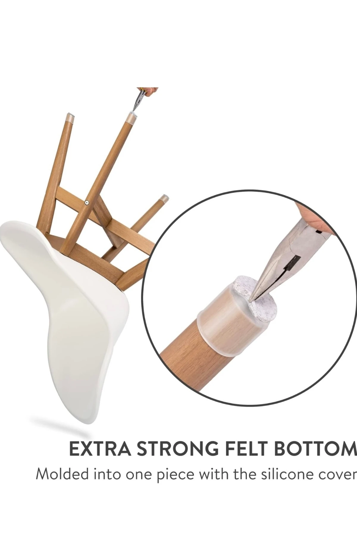 24 Adet ( 2cm - 2,5 Cm ) Keçe Silikon Yarı Saydam Çok Güçlü Elastik Sandalye Pabucu, Zemin Koruyucu